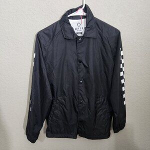 Empyr Junior Mens Jacket Large Black Nylon Checker Sleeve Detail Snap Front